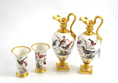 Lot 232 - A pair of Bloor Derby ewers and a pair of small urns (a.f.) (4)