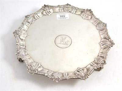 Lot 233 - A George II silver salver, Ebenezer Coker, London 1755, of shaped circular form, the rim...