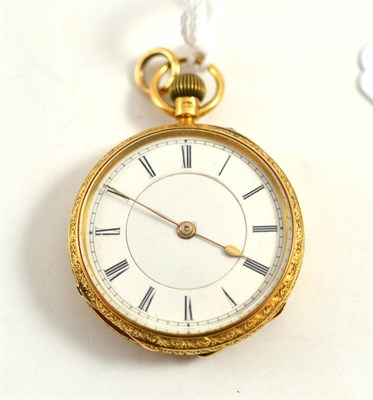 Lot 244 - A lady's 18ct gold fob watch, signed A Langlman Belfast, 1896, lever movement, enamel dial,...