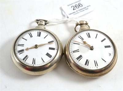 Lot 266 - Two silver pair cased verge pocket watches, signed Jos Bellamy, Grimsby, 1829, 57mm wide and...