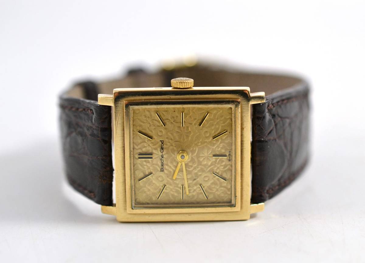 Lot 267 - A 9ct gold wristwatch, signed Bueche-Girod,