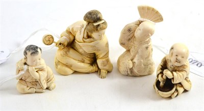 Lot 272 - Late 19th/early 20th century Japanese ivory figure and three others