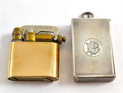 Lot 286 - Victorian silver vesta case and gold mounted petrol lighter