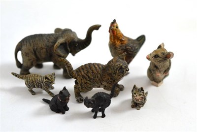 Lot 287 - Seven cold painted Vienna bronze animals and one other figure