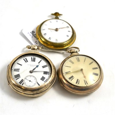 Lot 299 - Two silver pair cased pocket watches signed D.Crowther, Leeds,1875, lever movement, case...