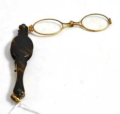 Lot 300 - A pair of late 19th century tortoiseshell folding lorgnette