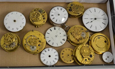 Lot 302 - A quantity of 18th/19th century pocket watch dials and movements, signed French, Robt Roskell...