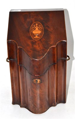 Lot 329 - George III mahogany serpentine shaped knife box, with later removable metal liner, 37cm high