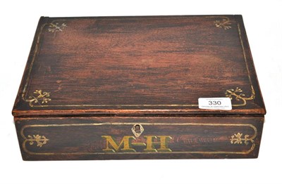 Lot 330 - A 19th century painted oak box initialled 'MH'