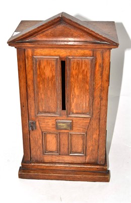 Lot 331 - A Victorian oak country house letter box in the form of a cupboard with hinged door, labelled...