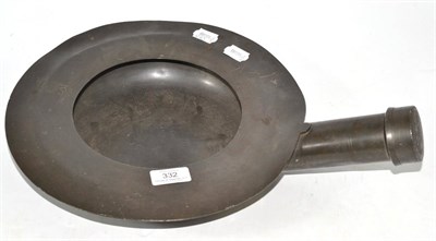 Lot 332 - A Georgian pewter toilet pan, with engraved family armorial bearing coronet