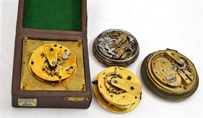 Lot 337 - Two pocket chronometer movements signed Grant, Fleet Street London, No.4801, enamel dial...