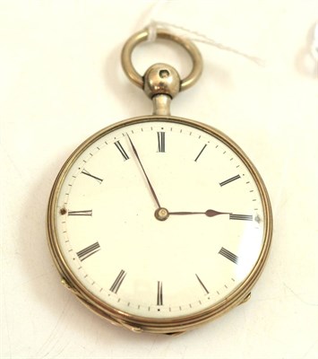 Lot 340 - An open faced quarter repeating pocket watch, circa 1830, cylinder movement, quarter repeating with