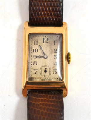 Lot 347 - A 9ct gold rectangular gentlemen's wristwatch, 1935, lever movement stamped 'peertone ss&co',...