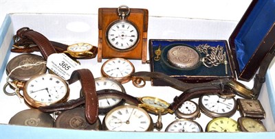 Lot 365 - Six pocket watches, six fob watches and seven wristwatches