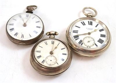 Lot 372 - A silver open faced pocket watch, signed Stone, silver pair cased pocket watch and another...