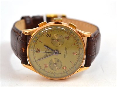 Lot 382 - A chronograph wristwatch, signed Aure Ole, circa 1950, lever movement, dial with Arabic and...