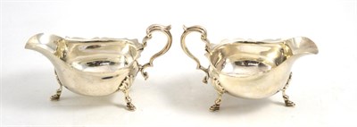 Lot 434 - A pair of silver sauce boats, Thomas Bradbury and Sons, Sheffield 1926