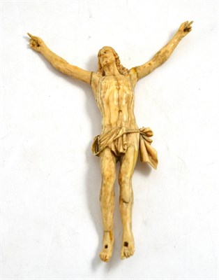 Lot 439 - An ivory Corpus Christi, 19th century, from a crucifix, 19cm