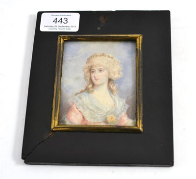 Lot 443 - Miniature painting of a lady with lace dress signed R Cosway