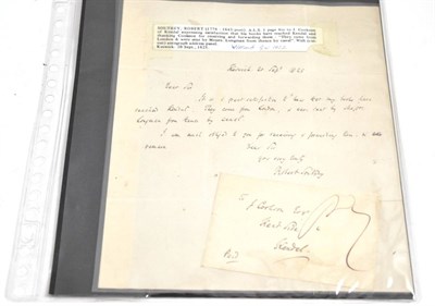 Lot 452 - Southey (Robert), one page autograph letter signed, from Southey to J. Cookson of Kendal,...