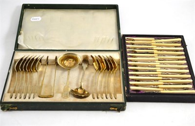 Lot 453 - Cased set of Continental spoons, set of forks and ladles