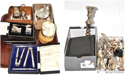 Lot 502 - * A collection of assorted silver and silver plated items, predominantly odd flatware,...