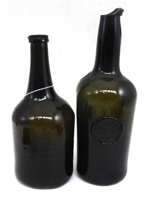 Lot 507 - An 18th century English sealed glass cylindrical bottle 'W Clapcott' and an 18th century (2)