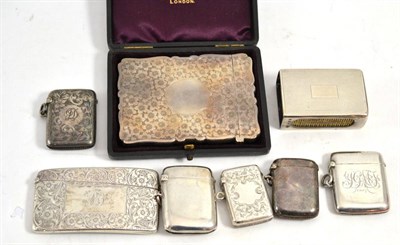 Lot 531 - * A Victorian silver card case, Birmingham 1895, in original fitted case, another, Birmingham 1900