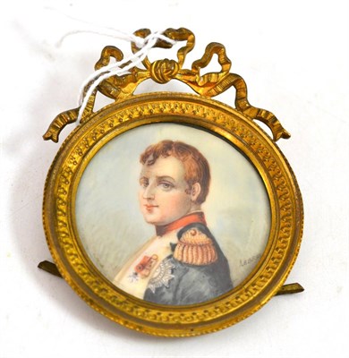 Lot 535 - Portrait miniature, signed Lebr?m in a gilt frame, probably late 19th century, 6cm diameter...