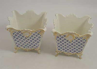 Lot 540 - Pair of porcelain square cache-pots, with crossed swords marks, circa 1900