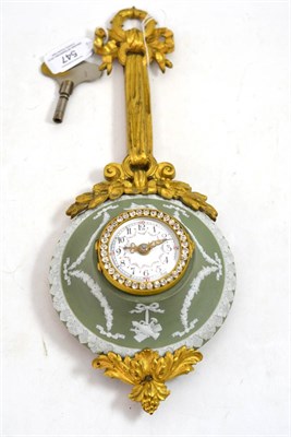 Lot 547 - Wedgwood green jasper and gilt metal boudoir clock, 34cm high