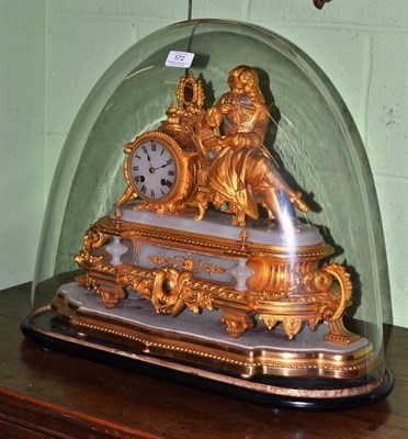 Lot 572 - An onyx and gilt metal striking mantel clock, circa 1890, case depicting a gentleman in costume...