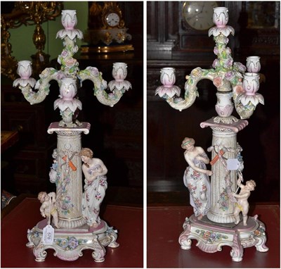 Lot 578 - A pair of Continental figural candelabra, 55cm high