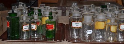 Lot 630 - * A collection of assorted green and clear glass chemist's bottles