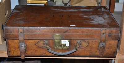 Lot 634 - A Mappin & Webb double lever lock stitched leather suitcase with key, with stamped initials ";A...