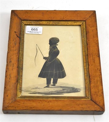 Lot 665 - A 19th century silhouette portrait depicting a young girl contained within a gilt and maple...