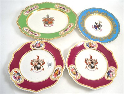 Lot 675 - Pair of Chamberlains Worcester porcelain plates, circa 1820, painted with the Arms of Cass,...