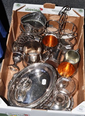 Lot 682 - A collection of Old Sheffield Plate, close plate and EPNS including a mug, toast rack,...