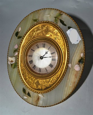 Lot 725 - A gilt brass and onyx strut timepiece, retailed by Harry Grant, 29 Torwood St, Torquay, circa 1870