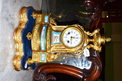 Lot 728 - A gilt metal and porcelain mounted mantel clock, circa 1890