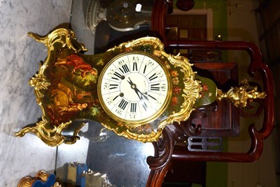 Lot 730 - A green painted and gilt metal mounted striking bracket clock, retailed by Bennett Bros, Liverpool