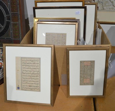 Lot 746 - Eleven framed and glazed Persian manuscript pages