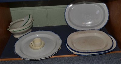 Lot 751 - Creamware soup tureen and cover, creamware coffee cup and saucer, two pearlware oval platters...