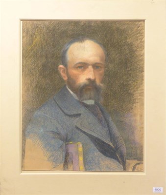 Lot 1000 - British School circa 1890, Portrait of a gentleman, head and shoulders, seated, pastel,...