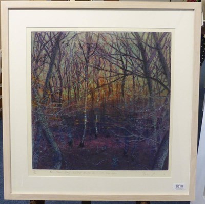 Lot 1010 - Piers Browne (b.1949), ";New Year's Day, Winter Dusk, Burnham Beeches";, Signed, inscribed with...