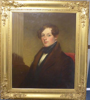 Lot 1022 - Follower of Sir Thomas Lawrence (1769-1830) Portrait of a young gentleman, half length, seated...