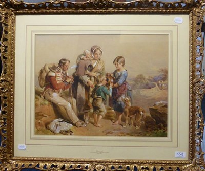 Lot 1043 - Frederick J Tayler PRWS (1802-1889) ";A Wayside Rest";, watercolour heightened with white,...