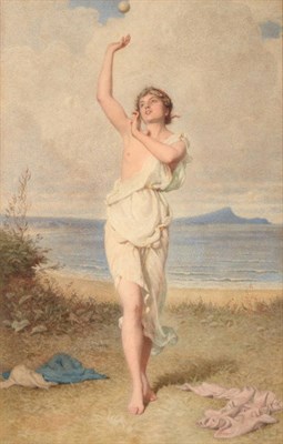 Lot 1048 - Edward Radford ARWS (1831-1920) ";Nausicaa";, indistinctly signed and dated, watercolour, 40cm...