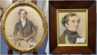 Lot 1051 - Circle of George Richmond (1809-1895) A head and shoulders portrait of a gentleman wearing a...